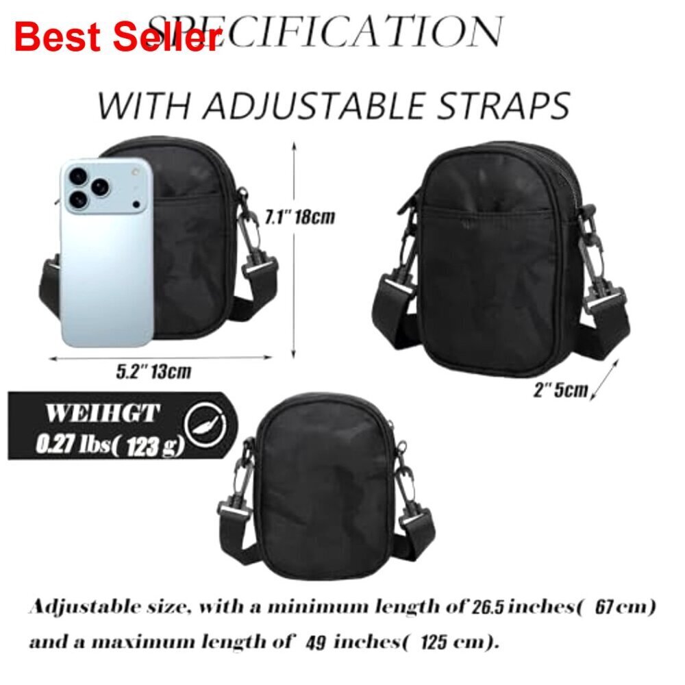 Unisex Mini Crossbody Sling Bag for Phone, Lightweight EDC Bag - Picture 3 of 7